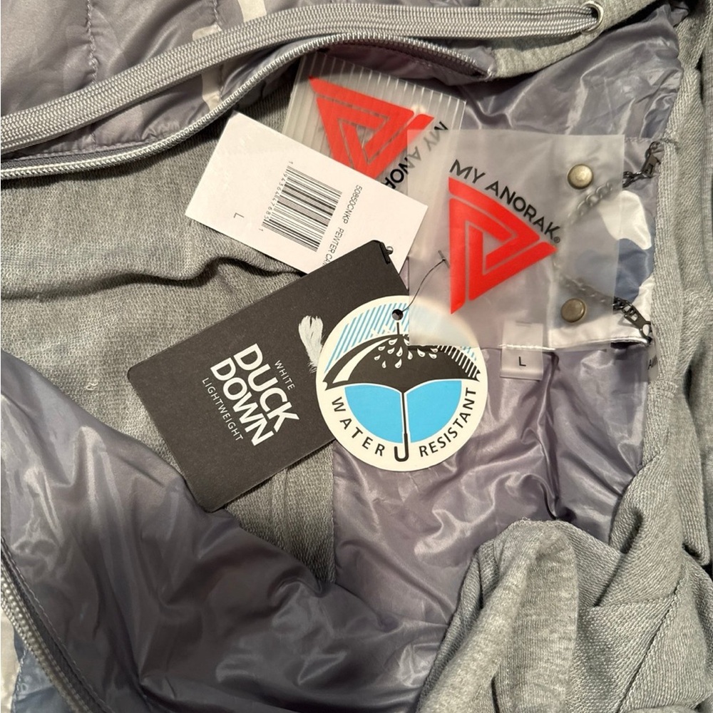 My Anorak Gray Camo Puffer short sleeve jacket Vest NEW - Picture 4 of 5